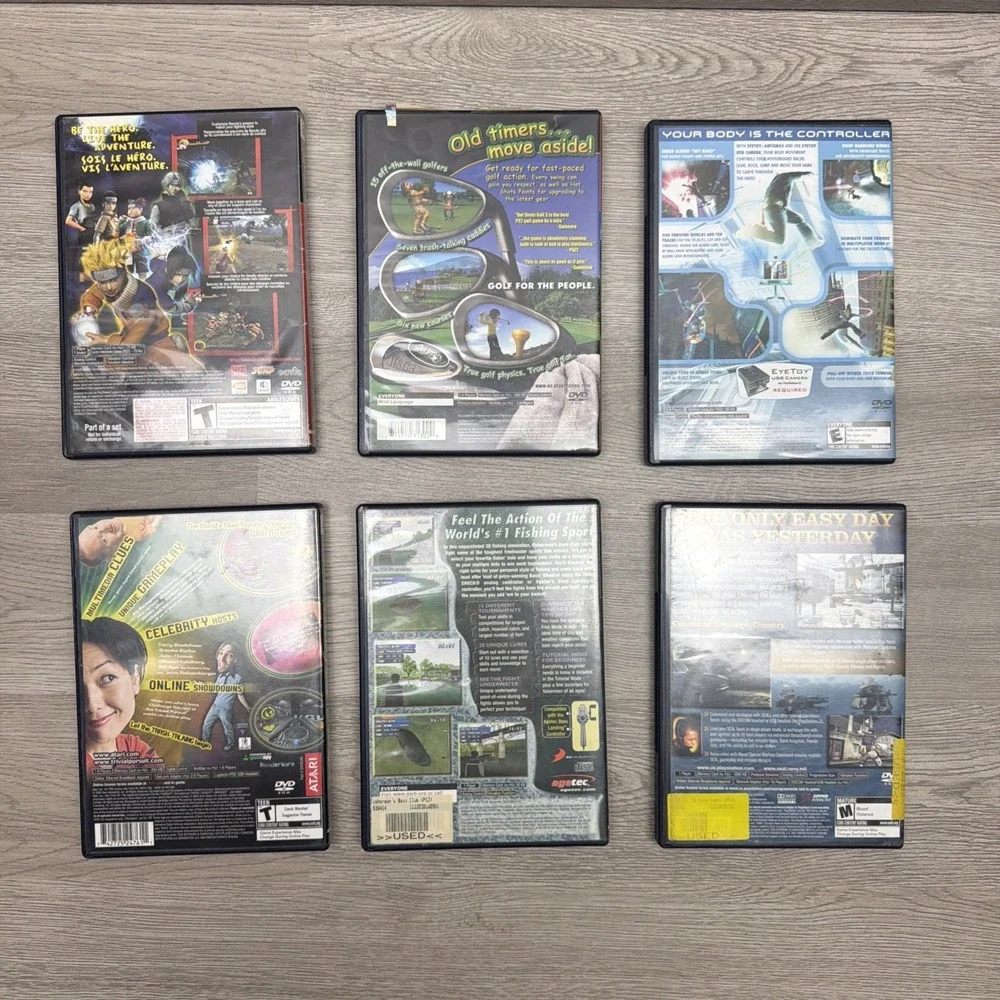 PlayStation 2 Lot Of 6 Games Naruto Antigrav Hotshots Golf FishermanBass Socom 2